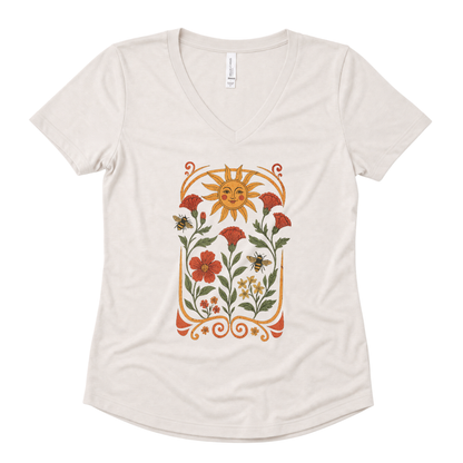 Golden Floral - Super Soft V Neck