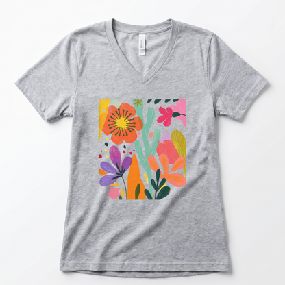 Modern Art Flower Print - Super Soft V Neck