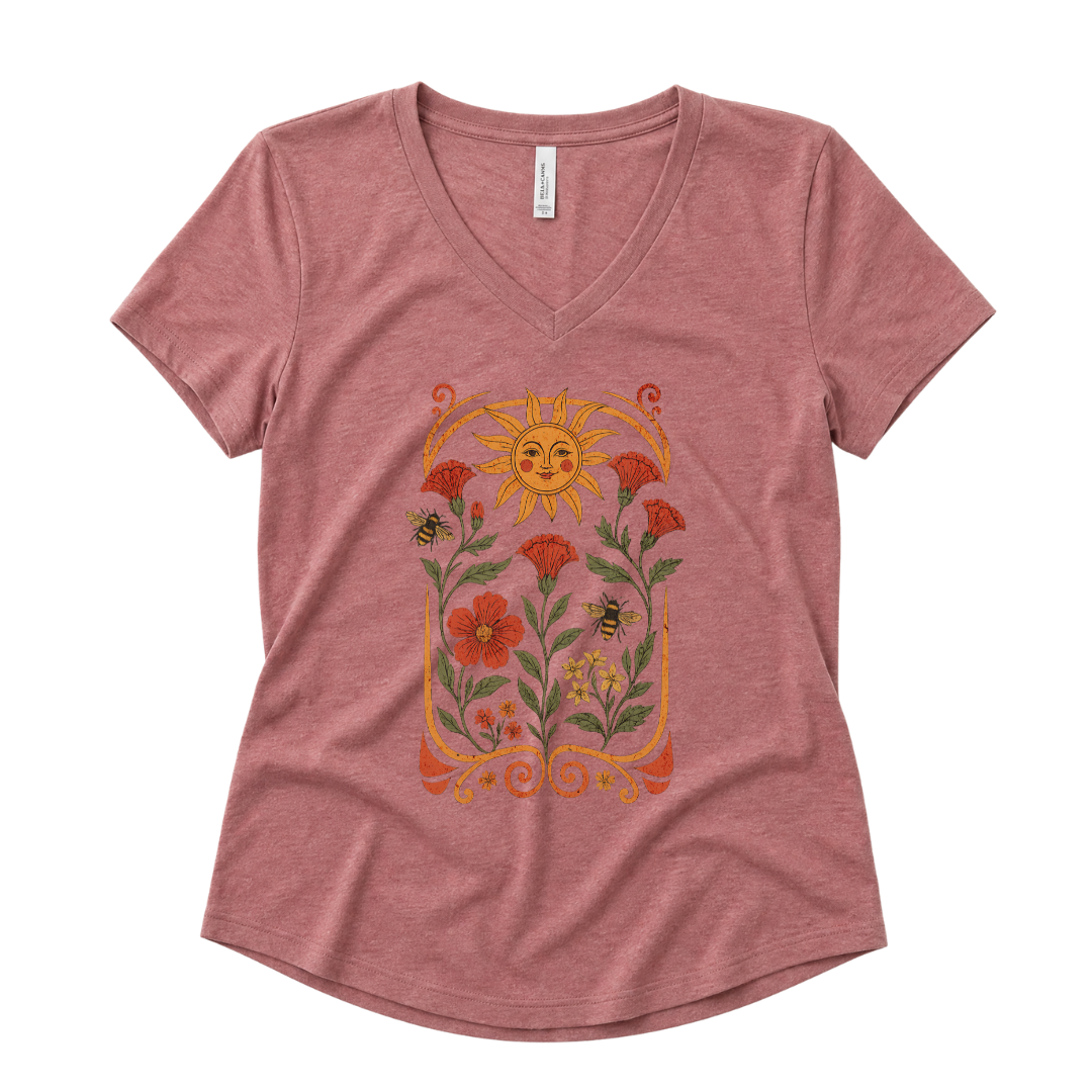 Golden Floral - Super Soft V Neck