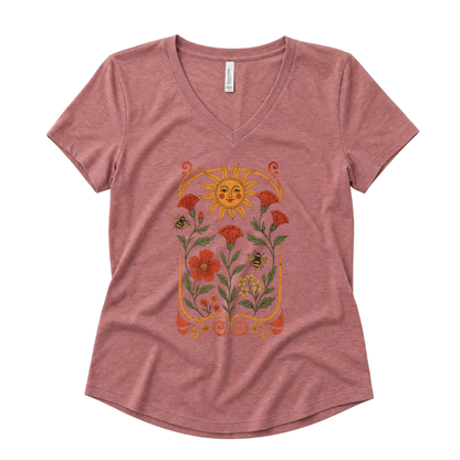 Golden Floral - Super Soft V Neck