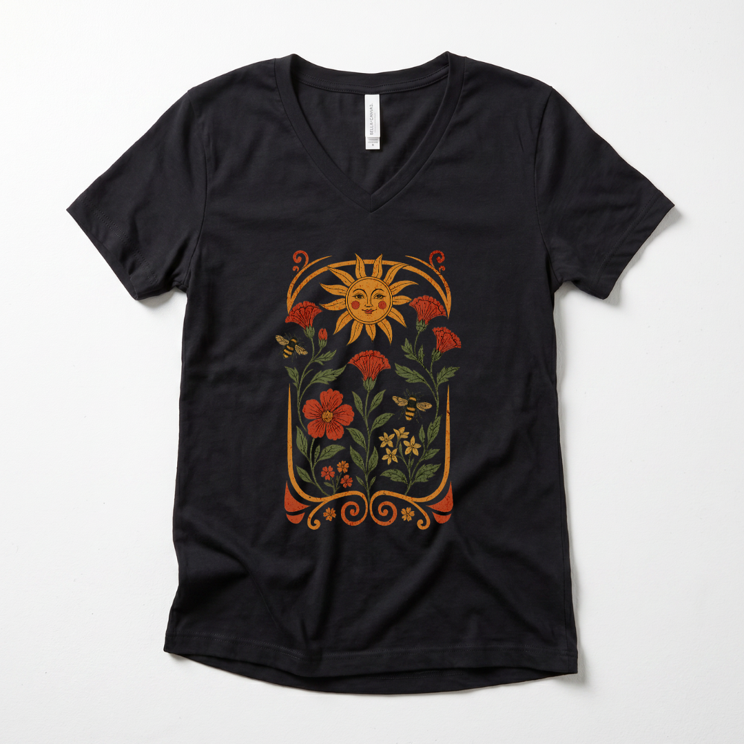 Golden Floral - Super Soft V Neck