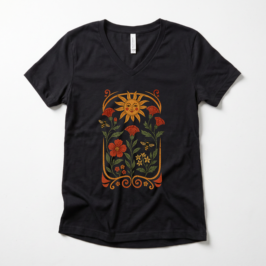 Golden Floral - Super Soft V Neck