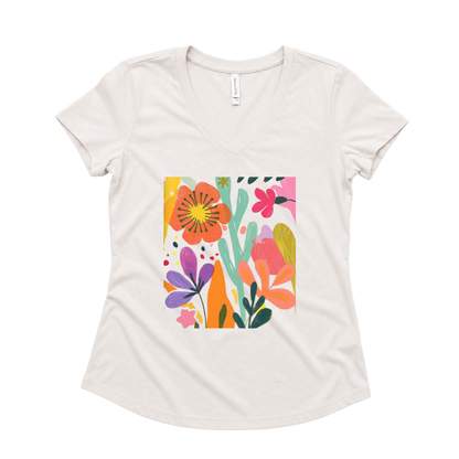 Modern Art Flower Print - Super Soft V Neck