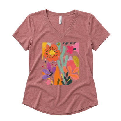 Modern Art Flower Print - Super Soft V Neck
