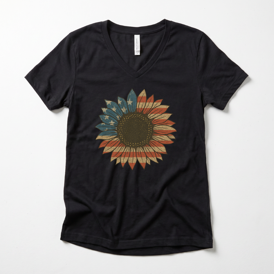 Stars & Stripes Sunflower - Super Soft V Neck