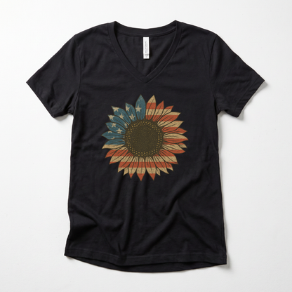 Stars & Stripes Sunflower - Super Soft V Neck
