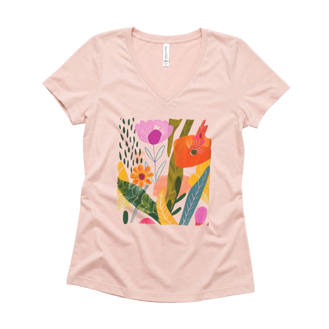 Modern Art Plant Print - Super Soft V Neck
