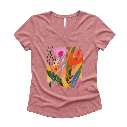 Modern Art Plant Print - Super Soft V Neck