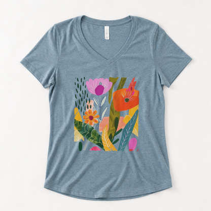 Modern Art Plant Print - Super Soft V Neck