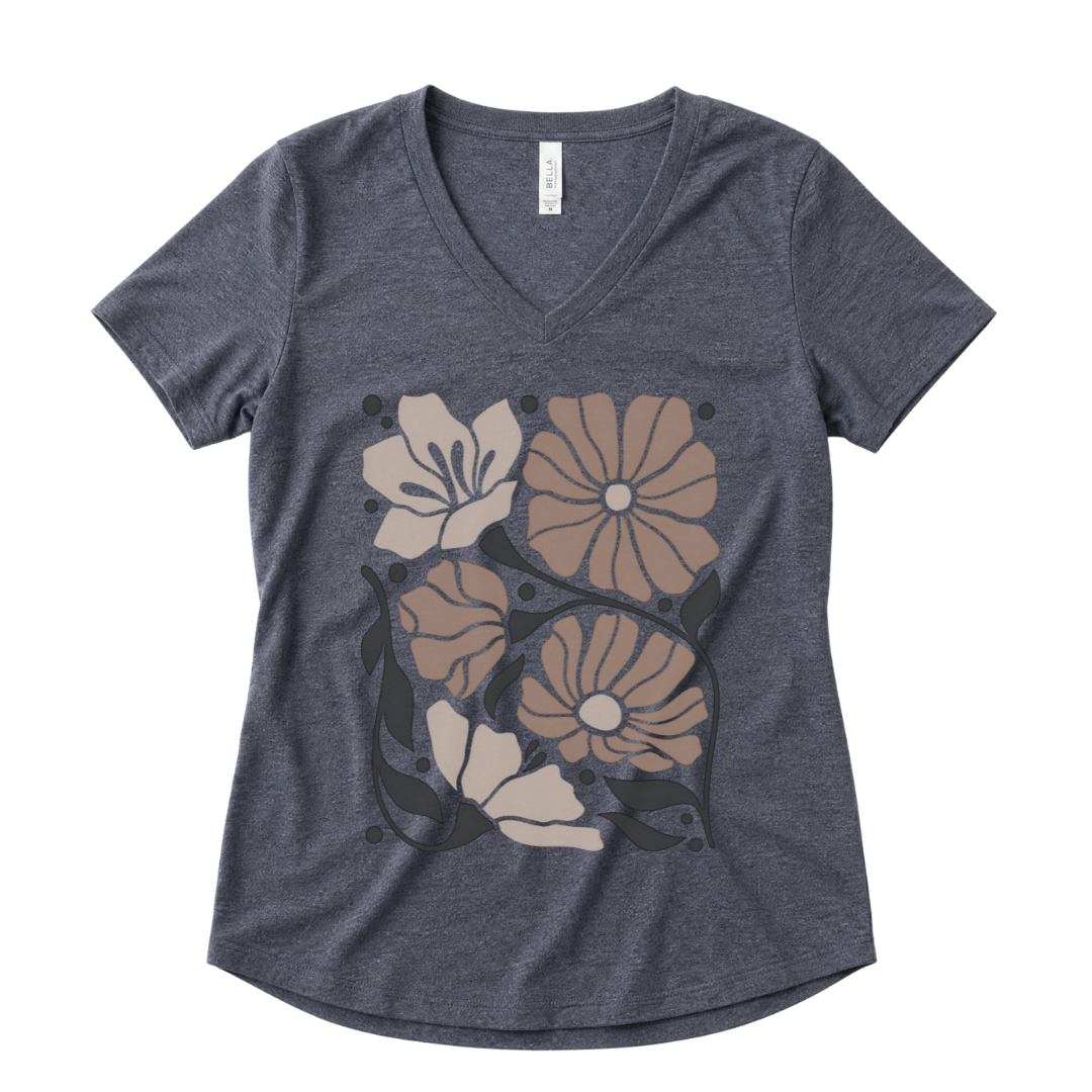 Abstract Floral - Super Soft V Neck