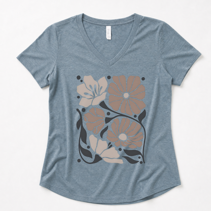 Abstract Floral - Super Soft V Neck