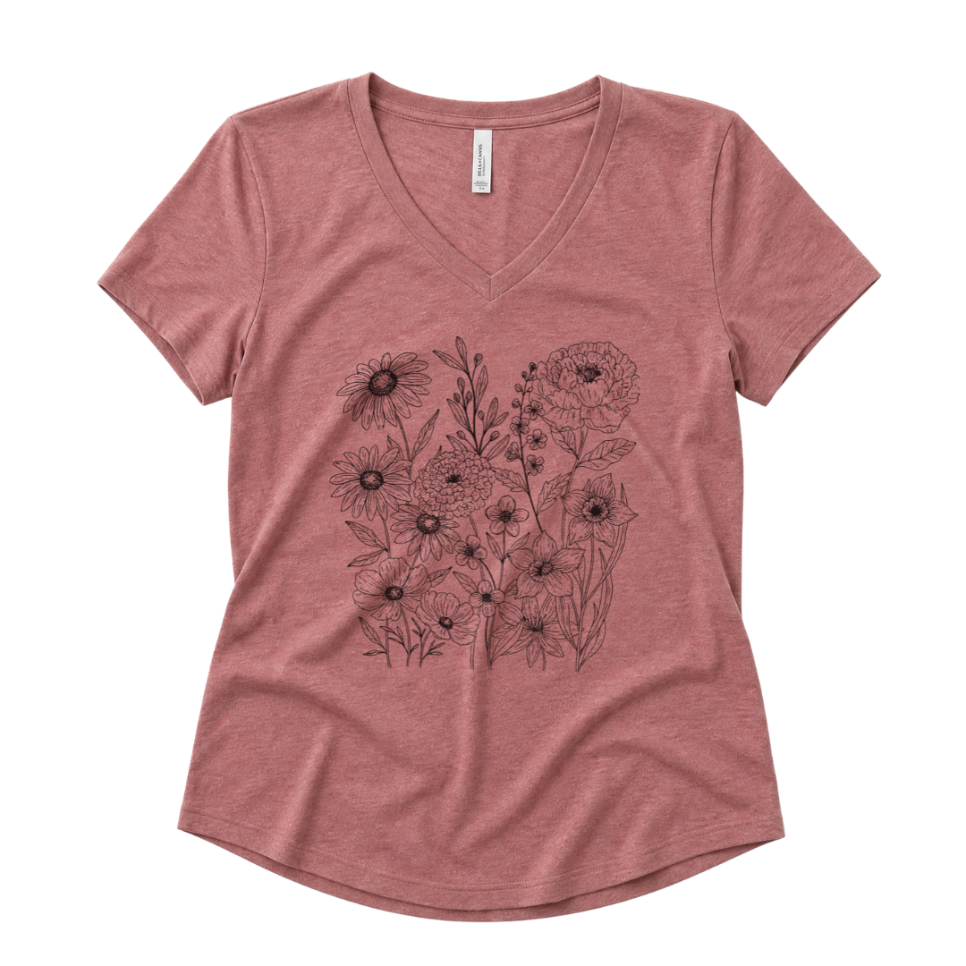 Petal Cartography - Super Soft V Neck