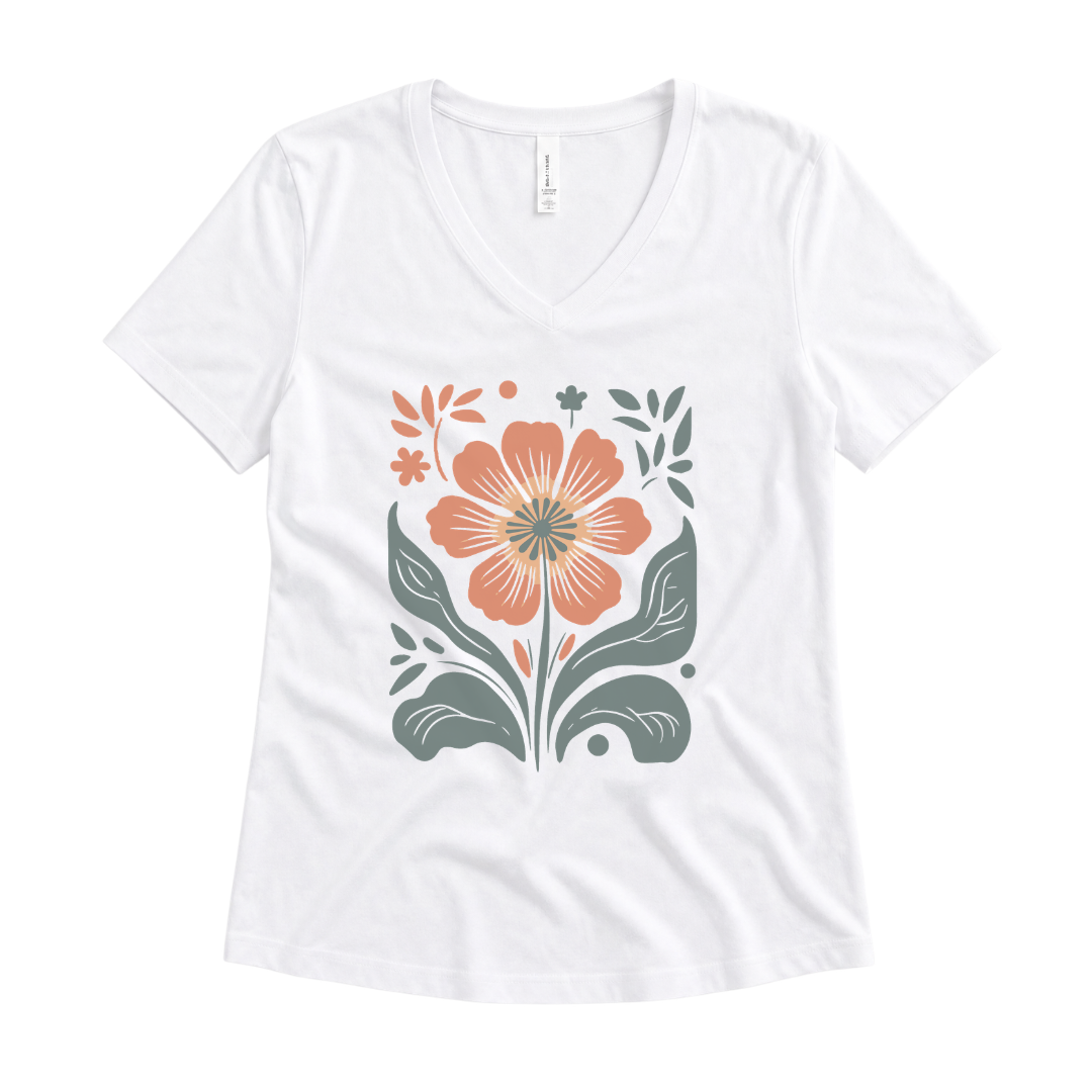 Retro Floral - Super Soft V Neck