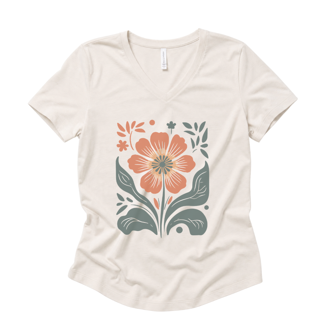 Retro Floral - Super Soft V Neck