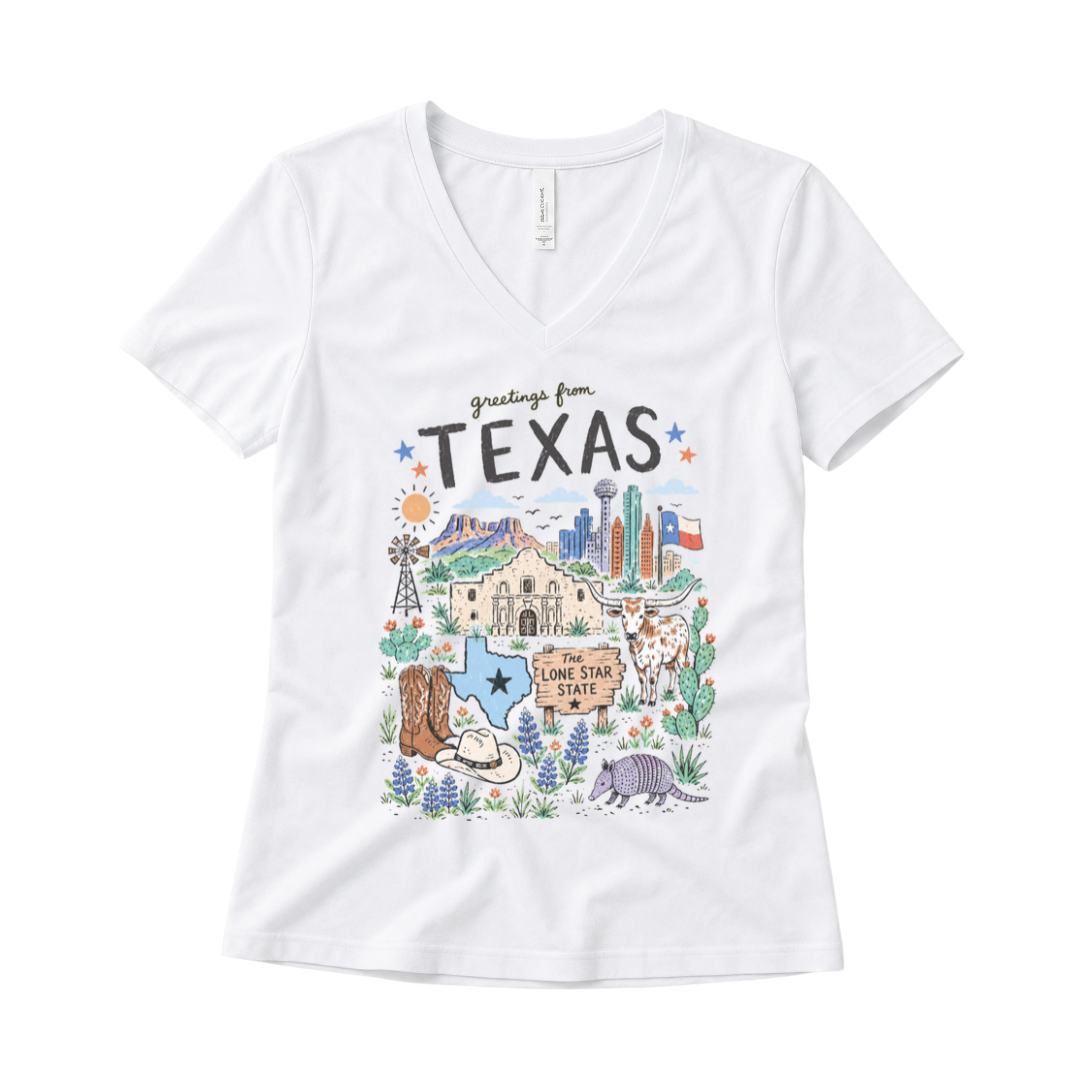 Greetings From Texas - Super Soft V Neck