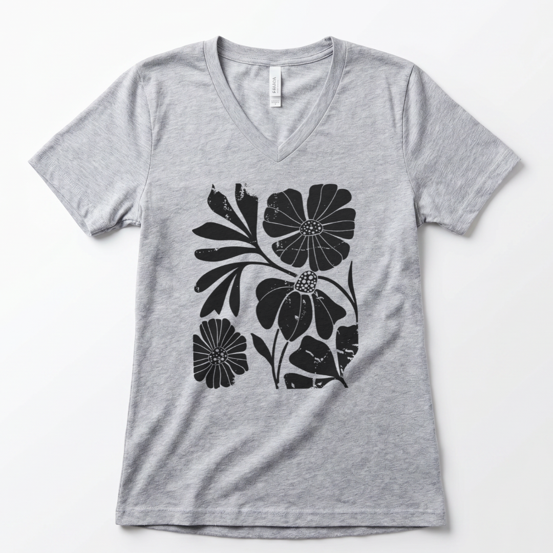 Artistic Boho Floral - Super Soft V Neck