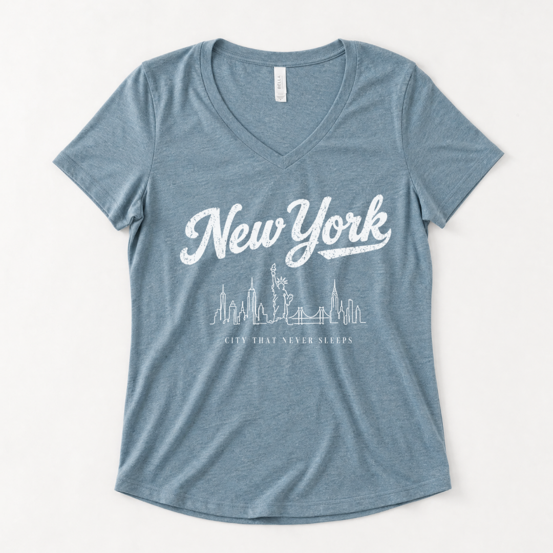New York Skyline Doodle - Super Soft V Neck