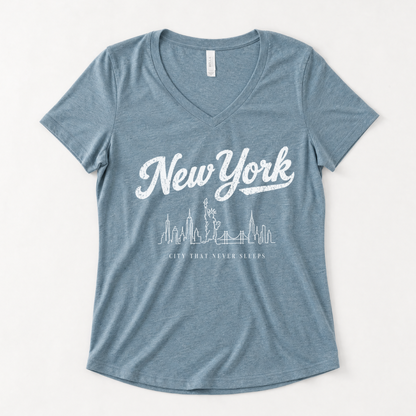 New York Skyline Doodle - Super Soft V Neck