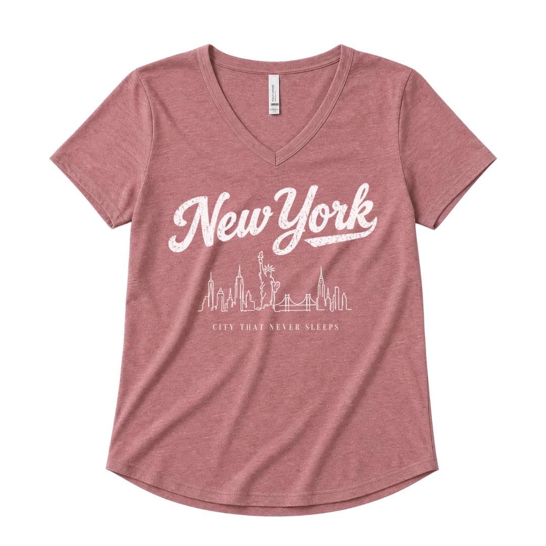 New York Skyline Doodle - Super Soft V Neck