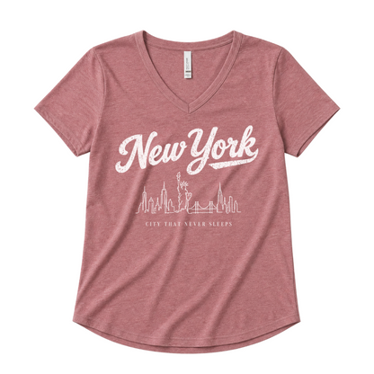 New York Skyline Doodle - Super Soft V Neck