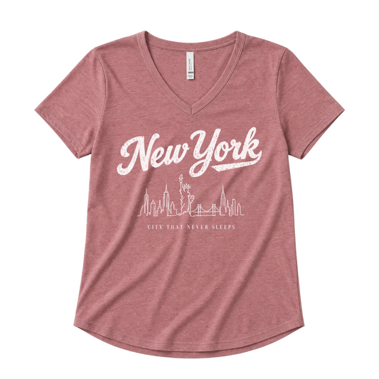 New York Skyline Doodle - Super Soft V Neck