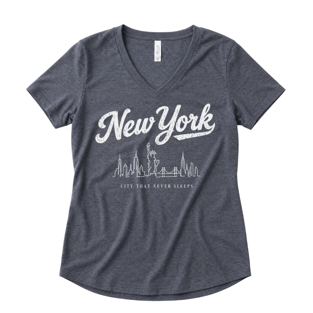 New York Skyline Doodle - Super Soft V Neck