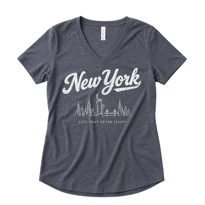 New York Skyline Doodle - Super Soft V Neck