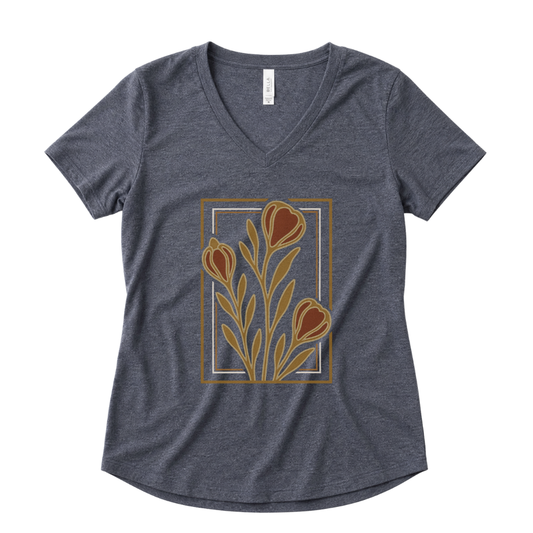 Floraison Noire - Super Soft V Neck