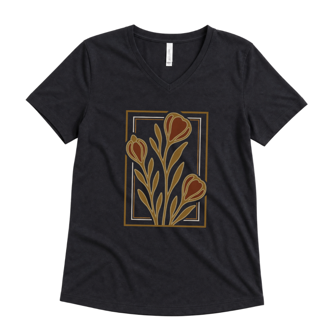 Floraison Noire - Super Soft V Neck