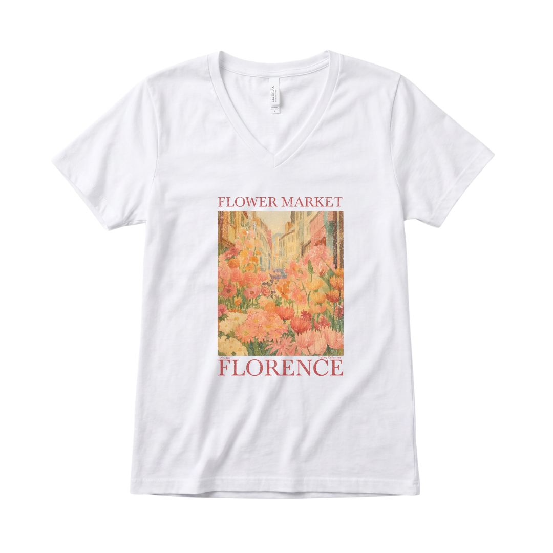 Flower Market, Vintage Distressed Poster - Super Soft V-Neck