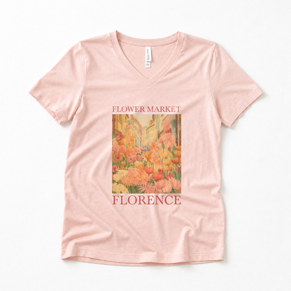 Flower Market, Vintage Distressed Poster - Super Soft V-Neck