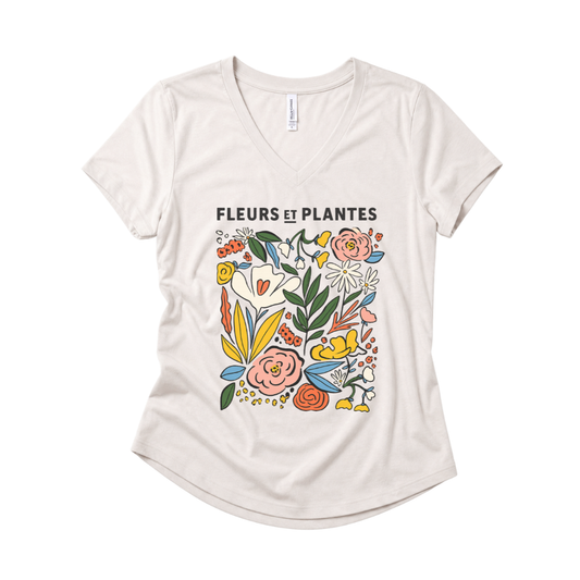 Fleurs Et Plantes - Super Soft V Neck