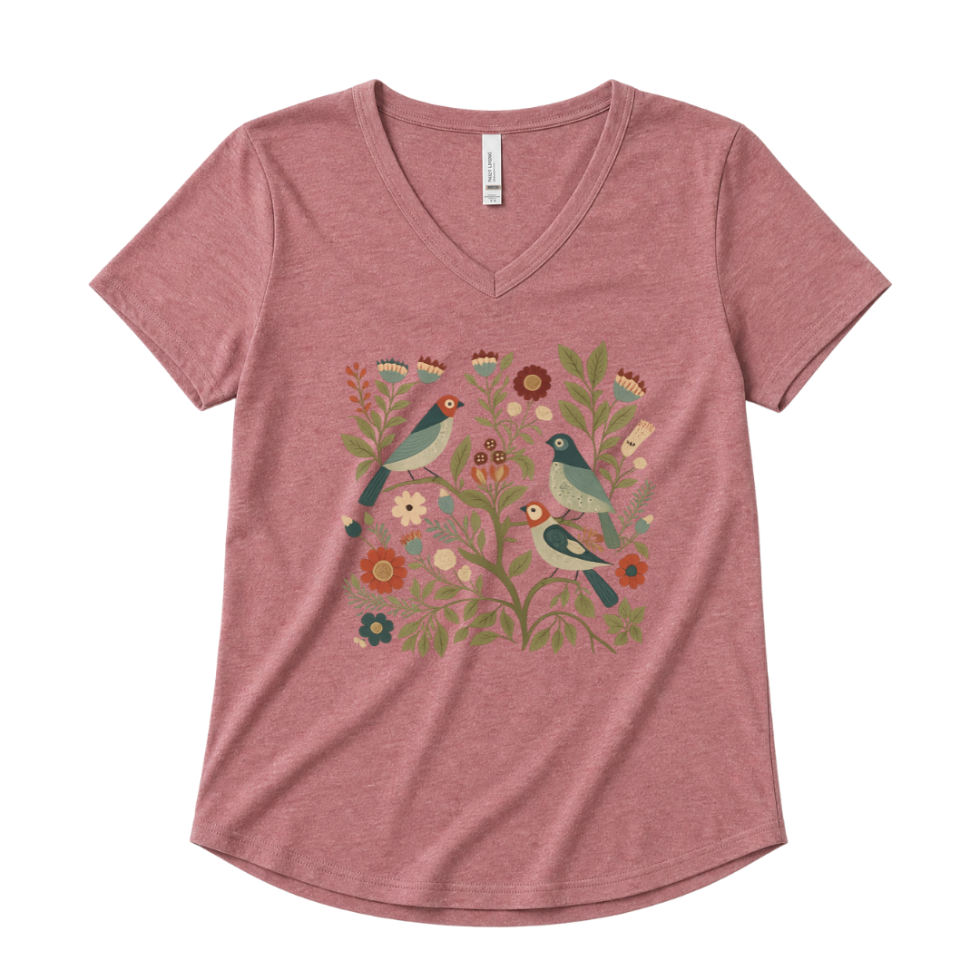 Folk Aviary - Super Soft V Neck