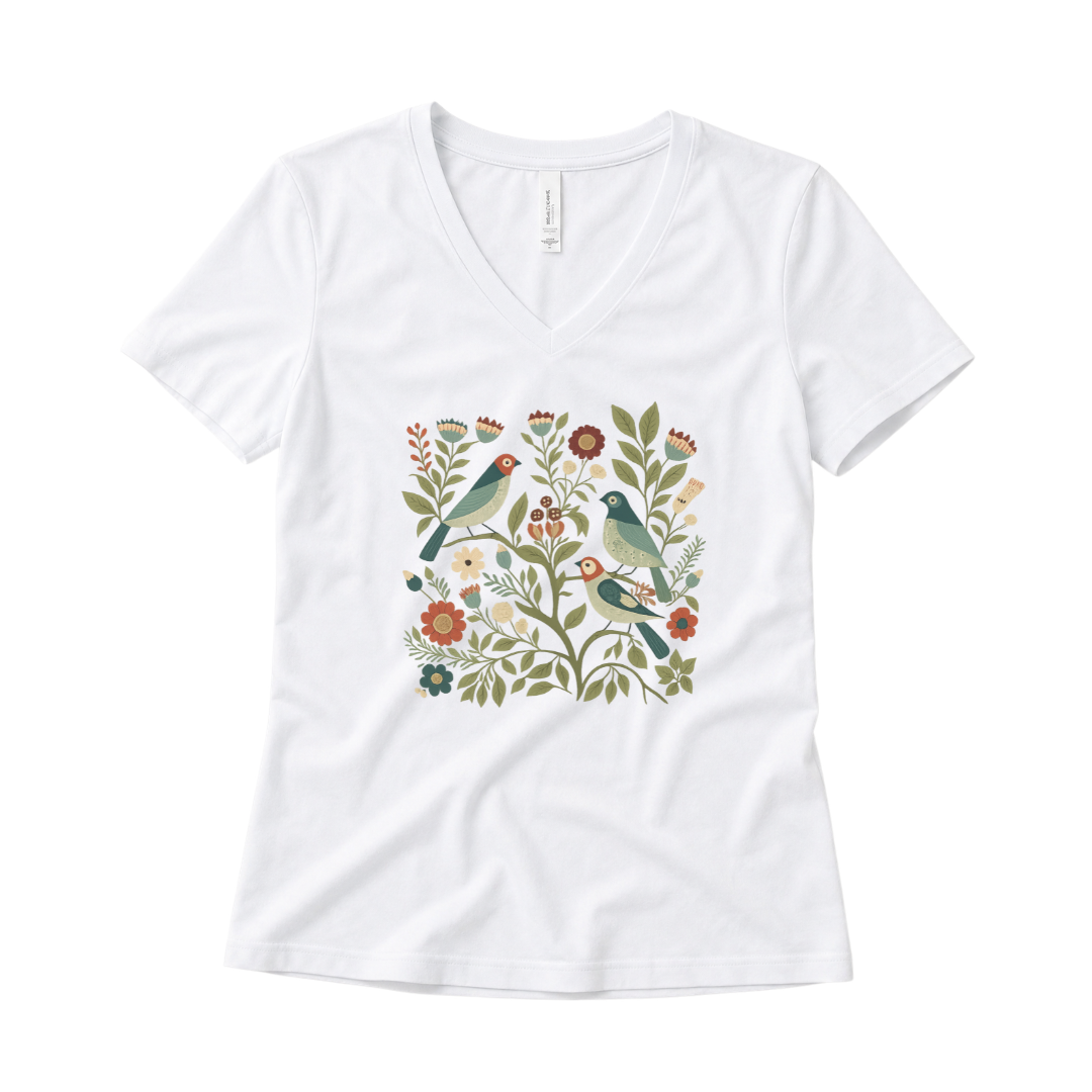 Folk Aviary - Super Soft V Neck