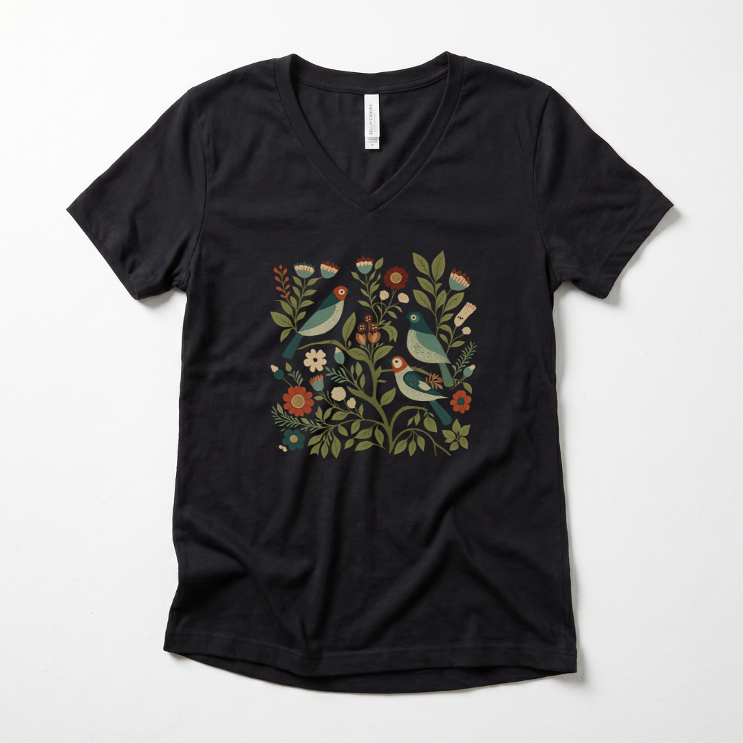 Folk Aviary - Super Soft V Neck