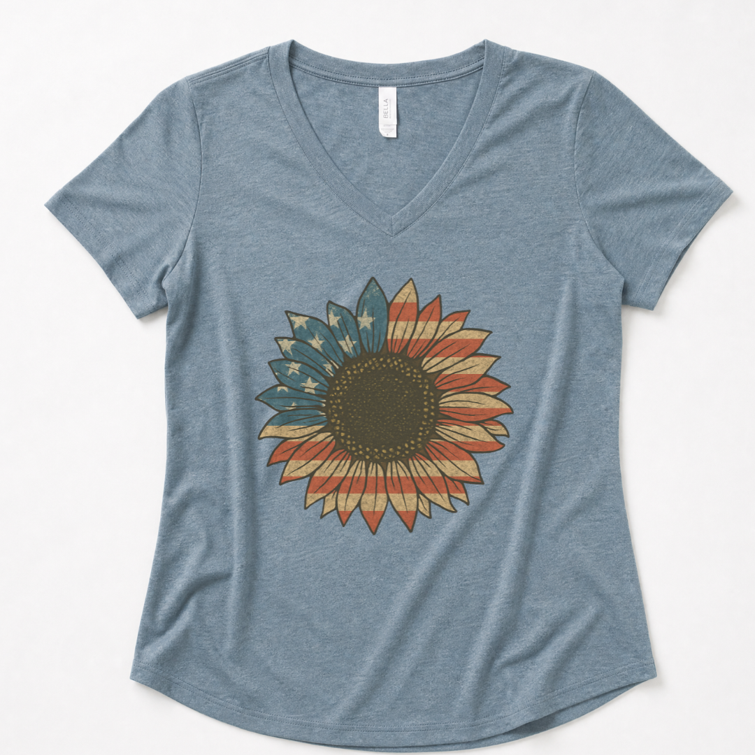 Stars & Stripes Sunflower - Super Soft V Neck