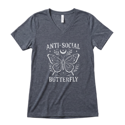 Anti - Social Butterfly - Super Soft V Neck