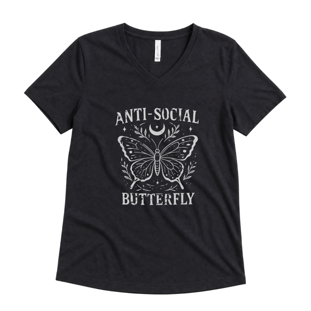 Anti - Social Butterfly - Super Soft V Neck