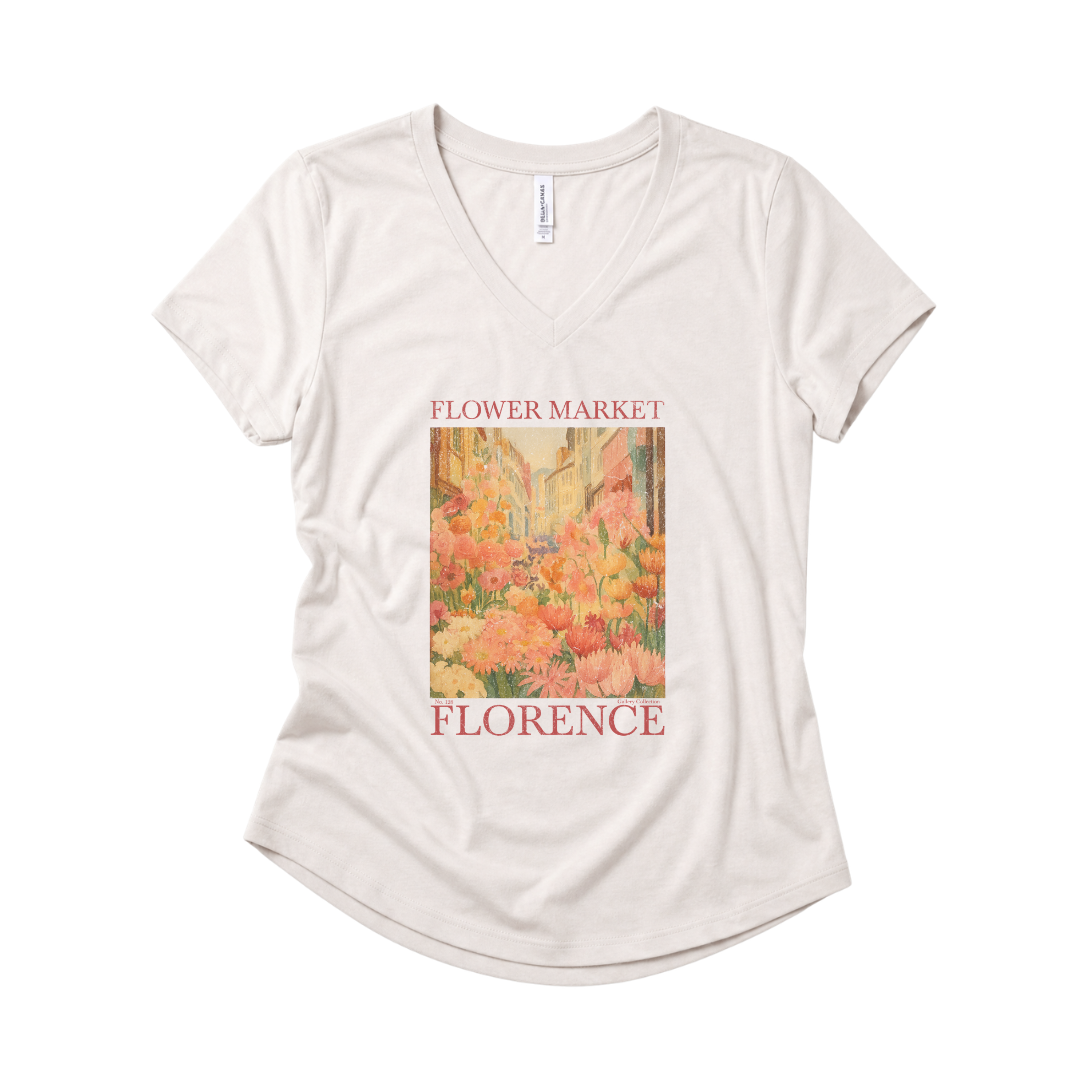 Flower Market, Vintage Distressed Poster - Super Soft V-Neck