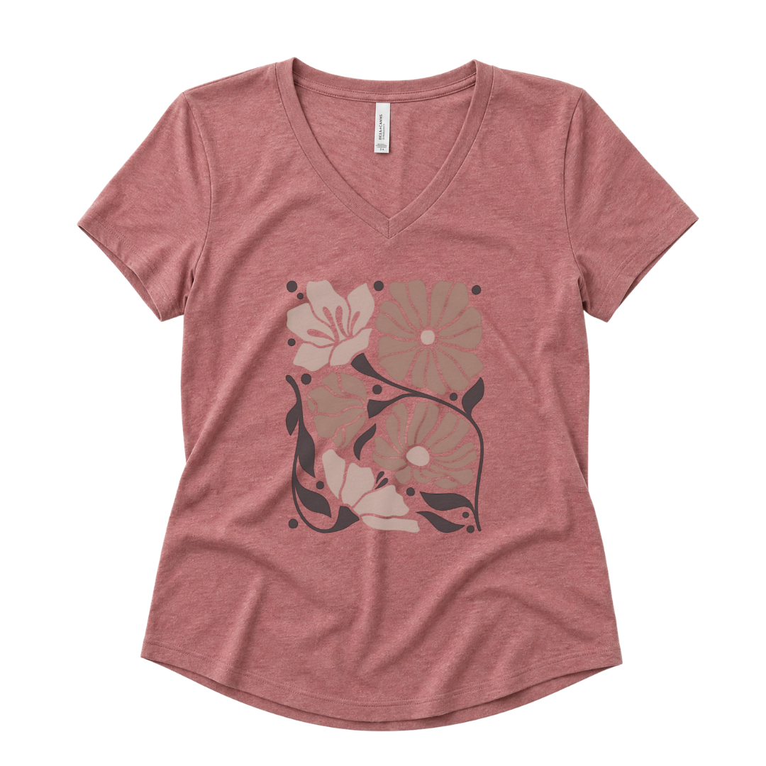 Abstract Floral - Super Soft V Neck