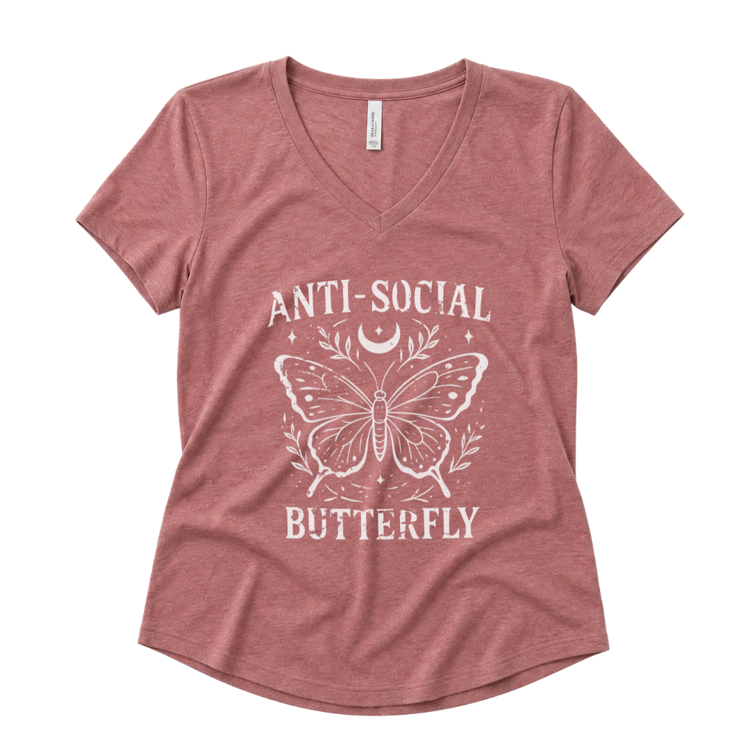 Anti - Social Butterfly - Super Soft V Neck