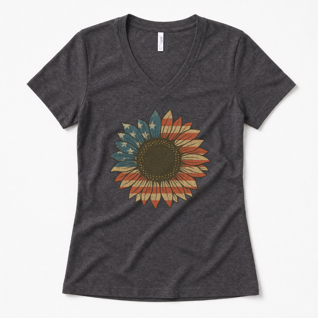 Stars & Stripes Sunflower - Super Soft V Neck