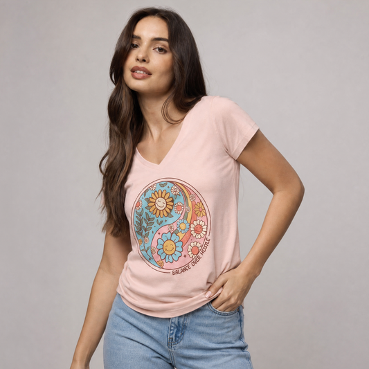 Flowers and Yang - Super Soft V-Neck