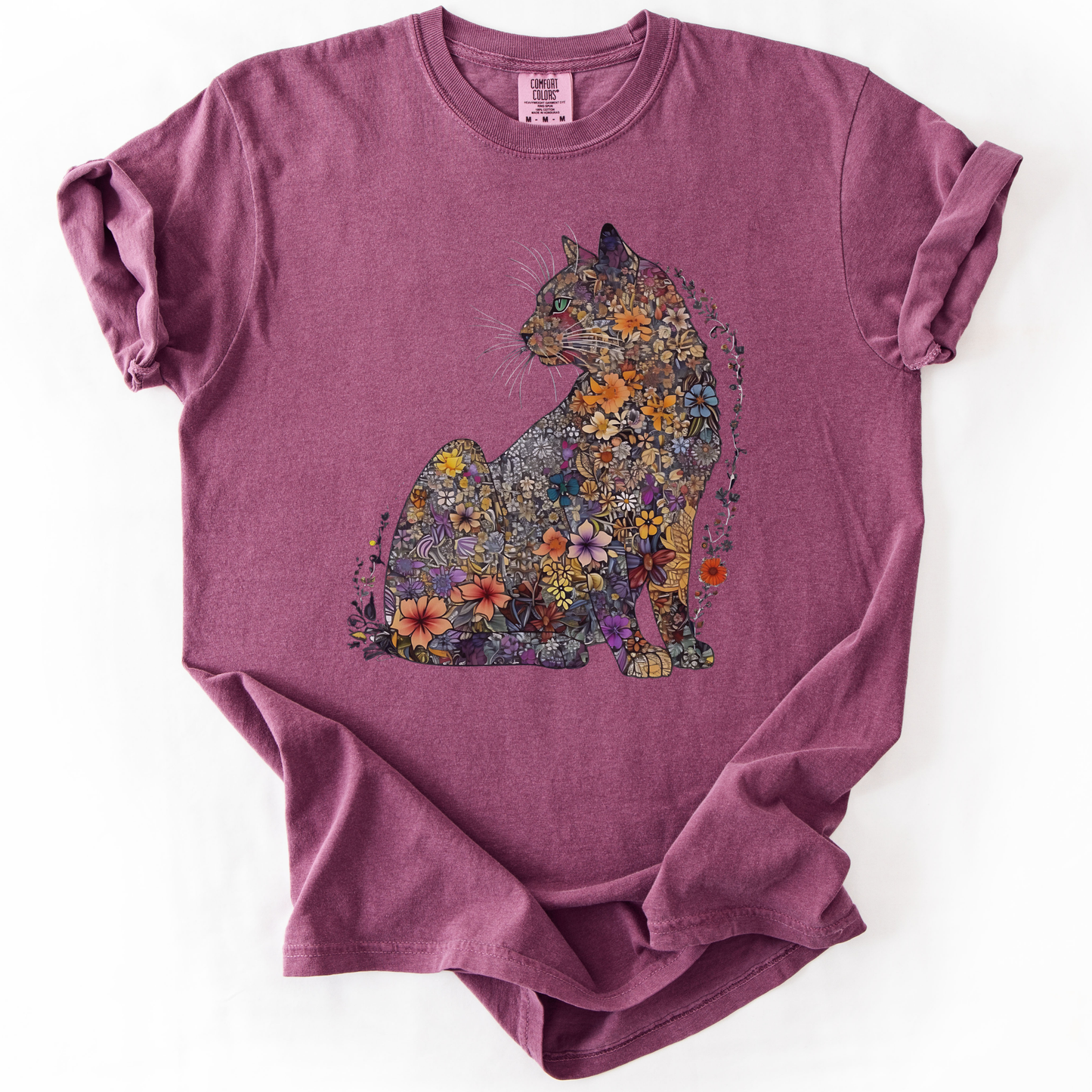 Floral Cat -  Comfort Colors Relaxed Fit Premium T Shirt