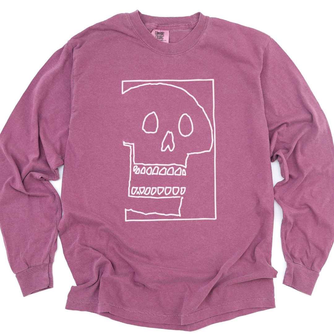 Skull Sketch - Comfort Colors Long Sleeve Premium T Shirt