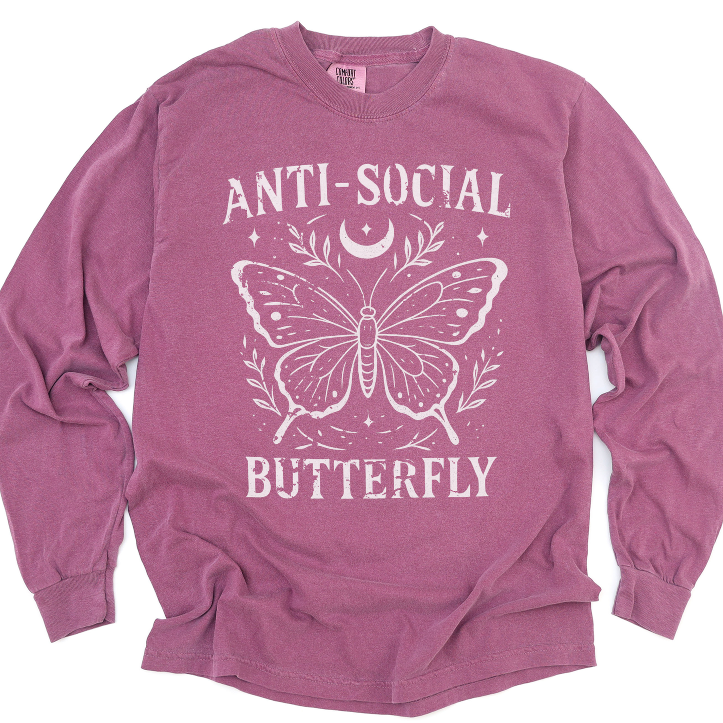 Anti-Social Butterfly - Comfort Colors Long Sleeve Premium T Shirt