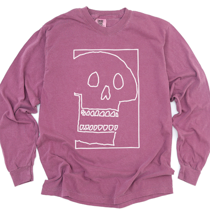 Skull Sketch - Comfort Colors Long Sleeve Premium T Shirt