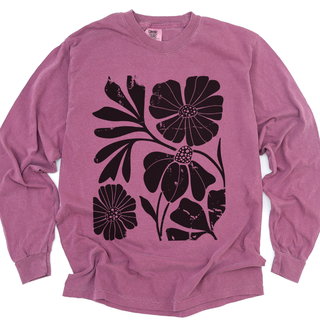 Artistic Boho Floral - Comfort Colors Premium Long Sleeve T Shirt