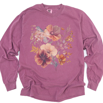 Sunset Floral - Comfort Colors Long Sleeve Premium T Shirt