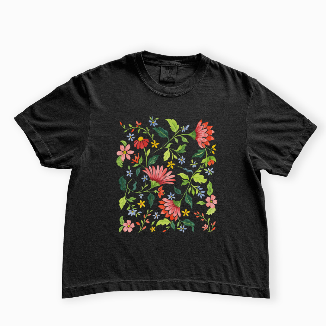 Botanical Bliss - Comfort Colors Boxy Cropped Tee